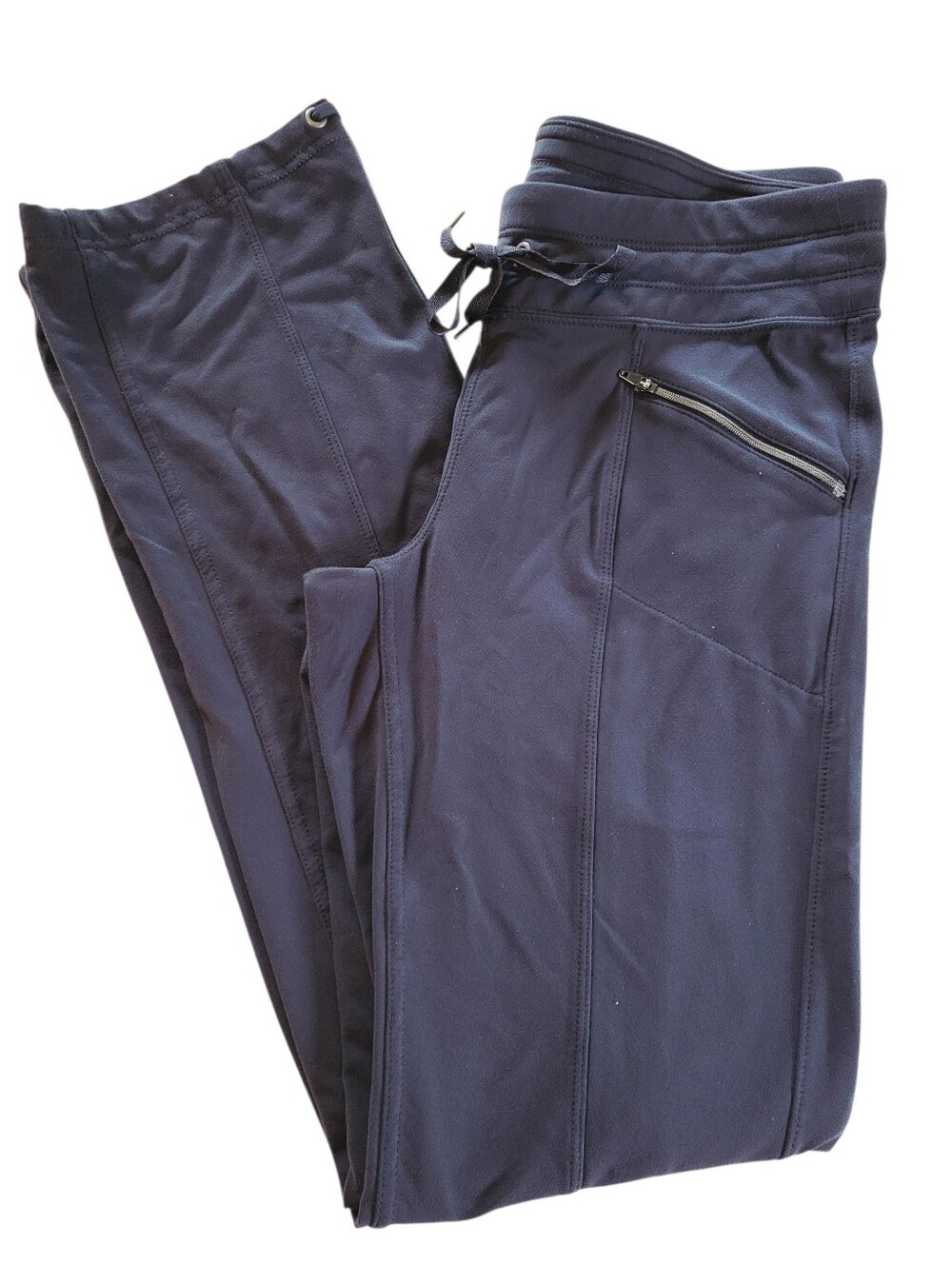 Athleta Metro Slouch Wide Leg Track Pants Zip Pockets Navy Size Small
